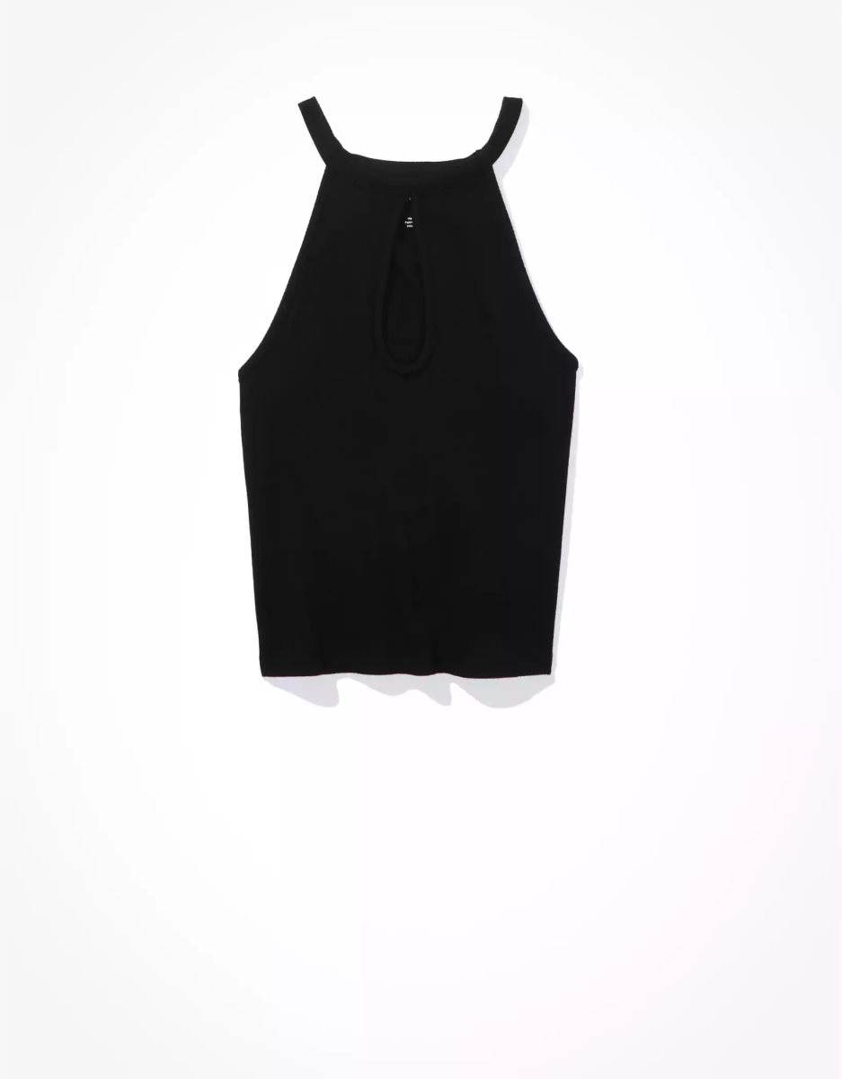 Debardeur American Eagle AE High Neck Cut-Out Halter Noir Femme | IMU-72339003